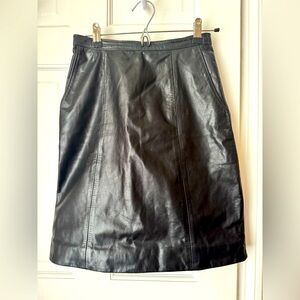 Black genuine  Leather Skirt by Brooks. Made in USA